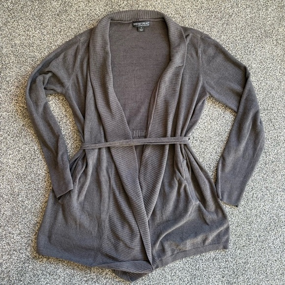 Barefoot Dreams CozyChic Ultra Lite Tie Waist Cardigan Gray Brown Size M - Picture 7 of 8
